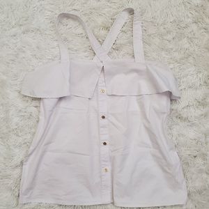 NEW Michael Kors white Ruffle button down Top